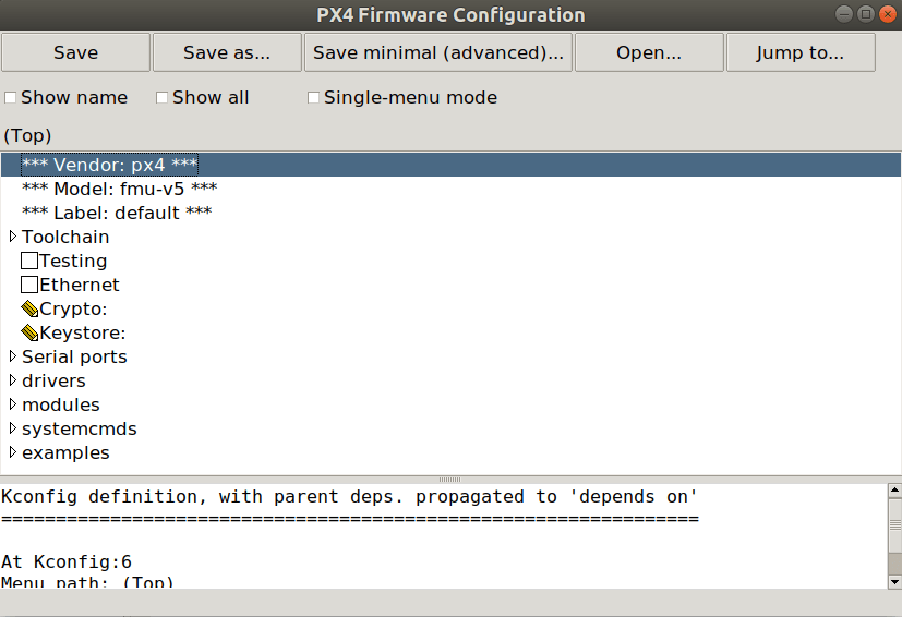 menuconfig GUI interface